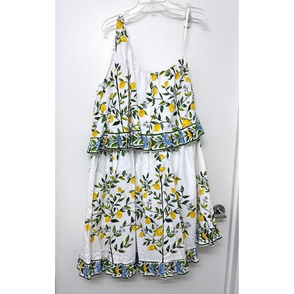 Binny Lemon Mini Dress Fruit Floral Tiered They Call Me Limoncello Capri L - Picture 10 of 16